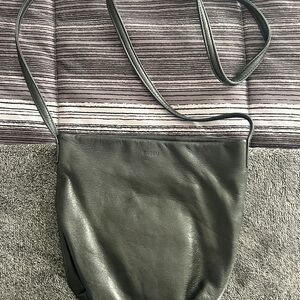 BAGGU Olive Green Leather Crossbody Bag